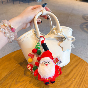 <b>Cute</b> Christmas Plush Bag Charm Santa Claus Tree <b>Keyring</b> Fluffy Festive Ribbon Hanging Ornament Party Favors Wholesale Bulk - Product Image 4
