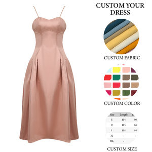 ZYHT 6035 Abito Estivo Senza Maniche con Schiena Scoperta, Linea A, Sexy e Vaporoso in Raso Rosa per Donna - Product Image 3