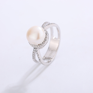 Best-selling in Europe and the U.S S925 <b>Silver</b> <b>Ring</b> with Halo-<b>Set</b> Natural Freshwater Pearls and Pavé-<b>Set</b> Zirconia—Women's Jewe - Product Image 3