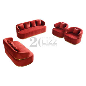 الفاخرة كراسي استراحة غرفة المعيشة المخملية مجموعة منحني الاقسام النسيج جولة مسند ذراع أريكة - Product Image 2