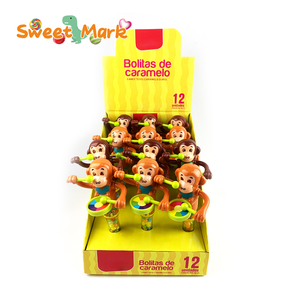 Lindo juguete de tambor con forma de mono con sabor afrutado Candy Fruit Press Toy en embalaje de botella - Product Image 3