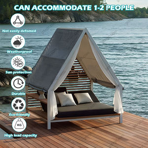 Lit de soleil de jardin en aluminium, petit lit de jour extérieur avec coussins pour utilisation en hôtel - Product Image 3