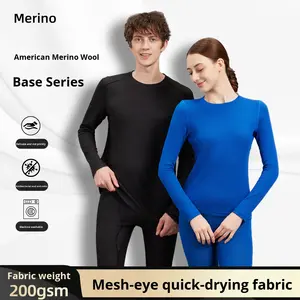 Ropa Interior Térmica de Lana Merino para Adultos, Capa Base de <span class=keywords><strong>Malla</strong></span> de Lana Merino de Doble Cara - Product Image 2