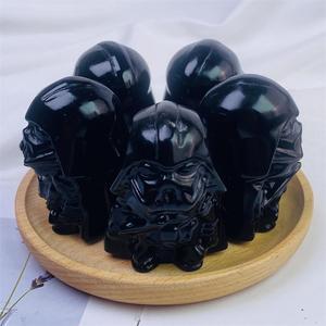 Wholesale hand carved natural black obsidian crystal <strong>Darth</strong> <strong>Vader</strong> carving for home decoration gifts - Product Image 6