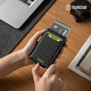 TILONSTAR TVC124 Clip para Billetes Personalizable con Logotipo, Cartera con Bloqueo RFID, Estuche para Tarjetas de Metal y Aluminio, Tarjetero de Cuero para Tarjetas de Crédito y de Identificación - Product Image 4