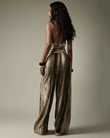 Ensemble deux pièces décontracté d'été pour femmes, haut court à bretelles et pantalon large à imprimé rayé