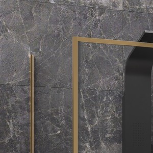 Kamalu-Cabina de ducha de oro satinado, bandeja rectangular de 90x150mm, marco sin marco de 8mm, cristal fijo deslizante de 6mm, altura 200H - Product Image 6