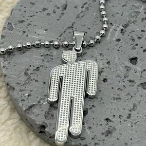 Collana Billie Eilish da Rapper Hip Hop in Acciaio Inossidabile Oro e Argento a Prezzo Basso all'Ingrosso - Product Image 2