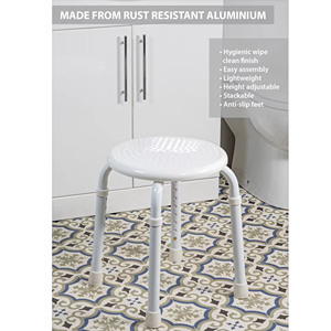 Taburete de Baño Ajustable en Altura, de Aluminio, Resistente, Redondo, para Ducha, Asistencia para Personas Mayores - Product Image 1