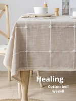 Nappe en coton et lin tissée à la main de style classique européen avec pompons, anti-poussière, style moderne