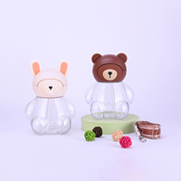 Bouteille d'eau Tritan pour enfants en forme d'ours et de lapin, anti-fuite, avec paille rabattable et sangle réglable pour étudiants et activités de plein air