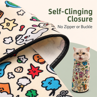 Sac de contention pour toilettage de chat, auto-adhésif, multifonctionnel, en tissu polyester doux, motif dessin animé, 35-70 cm, anti-griffures pour coupe des ongles