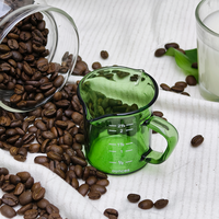 Tasse à mesurer le café et les liquides, 70 ml, verte, moderne, à double bec, résistante à la chaleur, écologique, avec poignée de barista, outils pour café et thé