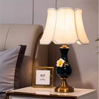 Lámpara de Mesa de Cerámica Verde Moderna, Lámpara de Escritorio LED de Diseño para Sala de Estar, Dormitorio, Hotel, Restaurante, Iluminación Decorativa