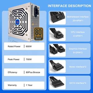 Nouveau Arrivage Zumax 80+ Bronze 600W 650W ATX <span class=keywords><strong>Alimentation</strong></span> <span class=keywords><strong>PC</strong></span> 24 Broches Haute Efficacité - Product Image 4