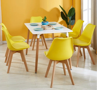 Ensemble de 4 chaises de salle à manger en plastique, design moderne en cuir jaune, style nordique, pour la maison et le bureau, vente en gros à prix réduit