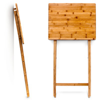 Table pliable moderne et écologique en bambou 100% naturel avec étagère de rangement et coin, idéale pour les bars à domicile