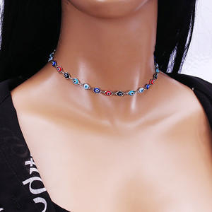 Collar de Ojo Turco para Mujer, Joyería de Moda Geométrica de Aleación de Zinc para Fiesta, Engaste de Bisel, Capa Única X12245 - Product Image 2