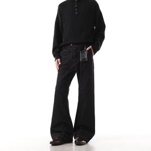 Pantalon long en denim, couleur originale, tissage printanier, taille basse, coupe droite, ample, style américain, tendance, marque Cleanfit, évasé - Product Image 1