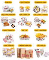 Boîte de papier pour hamburger de poulet frit à emporter imprimé personnalisé boîte d'emballage de nourriture de collation de rue pour restauration rapide poisson et frites de pommes de terre