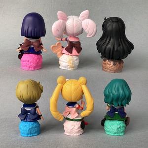 Set de 6 Figuras Sorpresa Estilo Sailor Moon Q con Chibiusa y Todos los Sailor Scouts en Pose Sentada con Uniformes para Regalo - Product Image 2