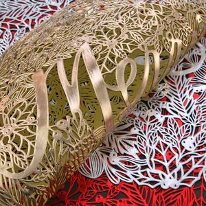 Cross Border New PVC Hollow Merry Hot Gold Dinner <b>Mat</b> <b>Plastic</b> Desktop Decoration for Western Style Christmas Party Insulated - Product Image 2