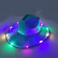 LED Neon scintillante Glitter spazio olografico Cowboy cappello per le donne ragazze festa di natale accessori Costume di Halloween