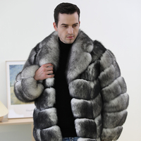 Manteau classique d'hiver bicolore en fourrure de style pain pour hommes Manteau de luxe en fourrure de renard blanc véritable pour hommes