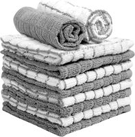 Chiffons à vaisselle en coton de qualité supérieure YSD (12 po x 12 po) Motif à carreaux gris |   Sans peluches |   Très absorbant |   Classique |   Serviette de cuisine