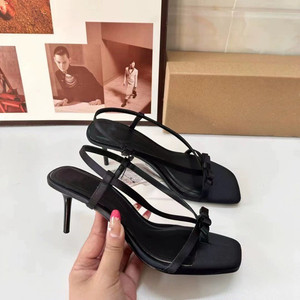 Sandales à talons aiguilles sexy pour femmes, style français, à bout carré, à bride cheville, à enfiler, à bout ouvert, respirantes, chaussures à talons hauts tendance - Product Image 3