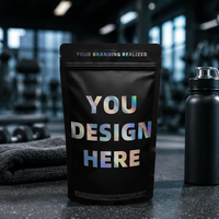 Sachets refermables personnalisés en plastique noir mat holographique, vierges et imprimables, pour emballage de détail et rangement