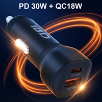 Chargeur de voiture 48W QC3.0 & PD à double port Type-C avec charge rapide SCP pour appareils Android et écouteurs