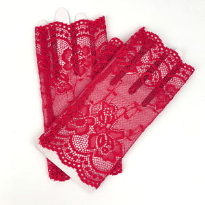 Luvas de renda feminino sem dedos luvas florais nupcial Prom luvas para casamento festa traje acessórios - Product Image 6