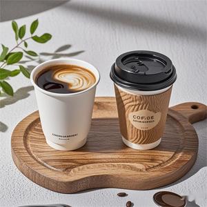 Custom Logo Eco Friendly <b>Disposable</b> Cardboard Coffee <b>Cup</b> Set for Drinks Double Wall 12oz Hot Coffee Paper <b>Cups</b> with Lid - Product Image 6
