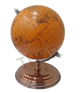 Globe monde rotatif de bureau en cuivre, pièce de centre de table authentique, support de table, Style vintage - Product Image 1
