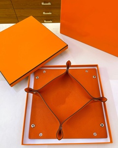 Hot Selling PU Leather <b>Foldable</b> Valet Tray Square Jewelry <b>Desk</b> Organizer Travel Storage Tray for Home Office - Product Image 1
