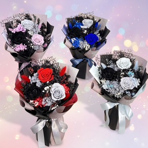 Bouquet de roses éternelles style <span class=keywords><strong>Chevalier</strong></span> Noir, roses noires gothiques, boîte carrée, cadeau pour femme, mariage, Saint-Valentin, Fête des Mères, Noël - Product Image 4