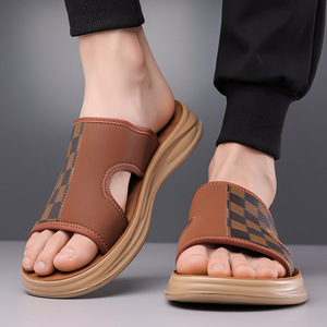 Sandalias deslizantes para hombre, color gris y marrón, transpirables, informales, para exteriores, zapatos de playa, para jóvenes de 18 a 40 años, estilo sin cordones 9801 - Product Image 4