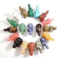 Stone 1.5 Inch Natural Crystals Healing Stone Carved Animal Blue Elephant Figurines Elephant Statue Crystal Stone Crafts