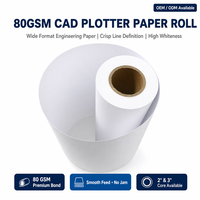 Vente en gros usine : Rouleaux de papier pour traceur CAO 80 g/m², papier Bond d'ingénierie avec mandrin de 2 et 3 pouces pour impression et dessin architectural