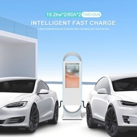 Station de recharge commerciale pour véhicules électriques, modèle 3015, 44 kW, double Type 2, carte RFID, OCPP 1.6, certifiée CE, avec écran publicitaire