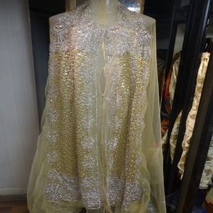 Las mujeres vestido bordado Kaftan marroquí takchita tela unstitched chaqueta - Product Image 6