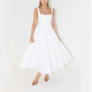 Robe d'été 2026 transfrontalière pour femme, col <span class=keywords><strong>carré</strong></span>, coupe ajustée, simple, tendance et décontractée, sans manches, à bretelles, ODM - Product Image 3