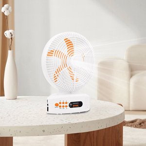 Ventilateur de table solaire <span class=keywords><strong>rechargeable</strong></span> à batterie lithium avec lumière intégrée et <span class=keywords><strong>chargeur</strong></span> pour camping, éclairage et refroidissement extérieur - Product Image 2