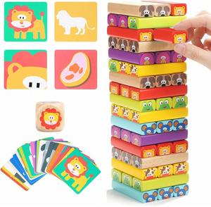 Colored <b>Wooden</b> <b>Blocks</b> Stacking Board Games for Kids Ages 4-8 with 51 Pieces - Product Image 5