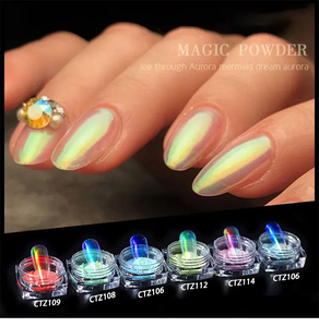 Mermaid Magic Mirror Nail Art <span class=keywords><strong>Powder</strong></span> Óxido de hierro sintético para recubrimiento Pigmento Otros nombres Aurora <span class=keywords><strong>Powder</strong></span> - Product Image 6