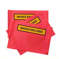 Pochettes autocollantes rouges pour factures, étanches en LDPE, pour bordereaux d'expédition et factures