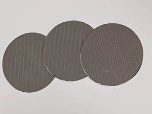 Plaque d'acier ronde embossée, disque métallique texturé, tranche circulaire en acier inoxydable, panneau en acier tissé 3D - Product Image 3