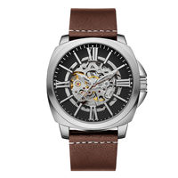 Montre mécanique squelette automatique de luxe pour homme, célèbre marque OEM, bracelet en acier inoxydable, verre Hardlex, résistance à l'eau 10 bars