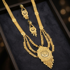 Wholesale 14K 18K 24K Micro Gold Plated Floral Design Rani Haar Necklaces Set, Indian Wedding Jewelry Set, Fashion Jewelry Set. - Product Image 3